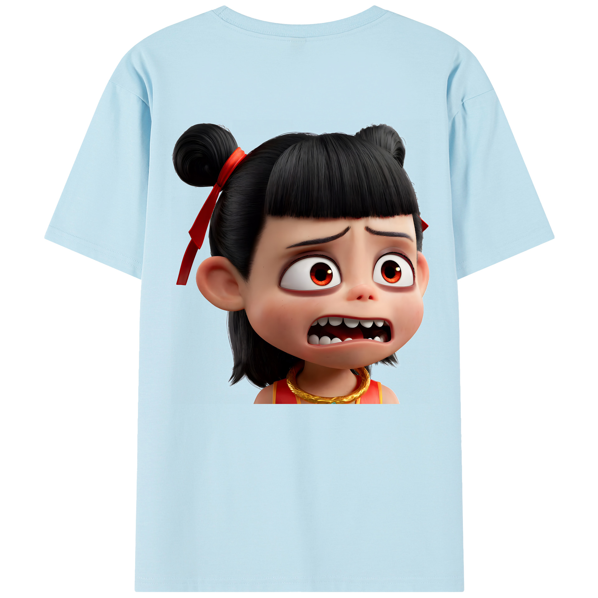 （画像用） Ne Zha 2 ナタ 魔童の大暴れ 綿100％半袖Tシャツ（背面プリント）